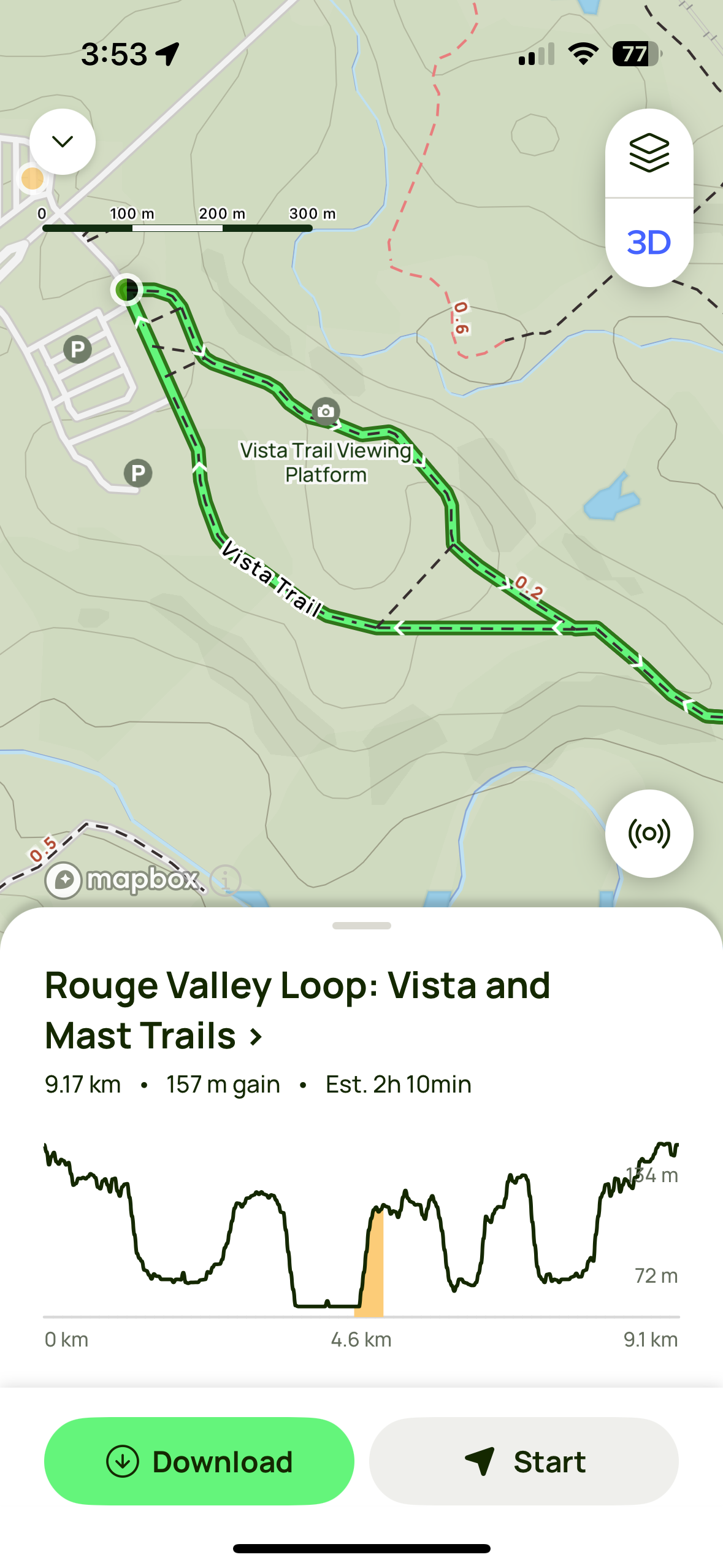 Example of an All Trails map