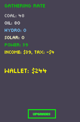 Gathering UI showing current count of resources